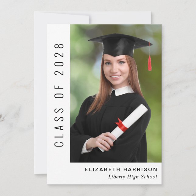 Simple Elegant Photo Graduation Announcement (Front)