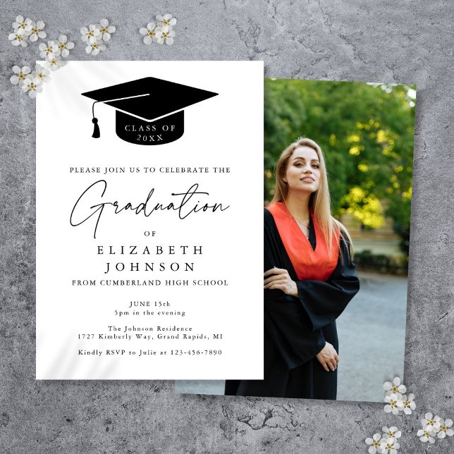 Simple Elegant Photo Graduation Party Invitation (Creator Uploaded)