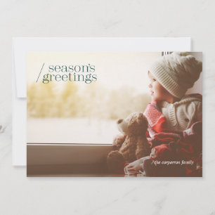 Simple Elegant Photo   Green Holiday Card