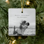 Simple Elegant Photo Modern Christmas Ceramic Ornament<br><div class="desc">Modern Christmas ornament featuring a simple yet elegant design with "merry christmas" over your favourite photo.</div>
