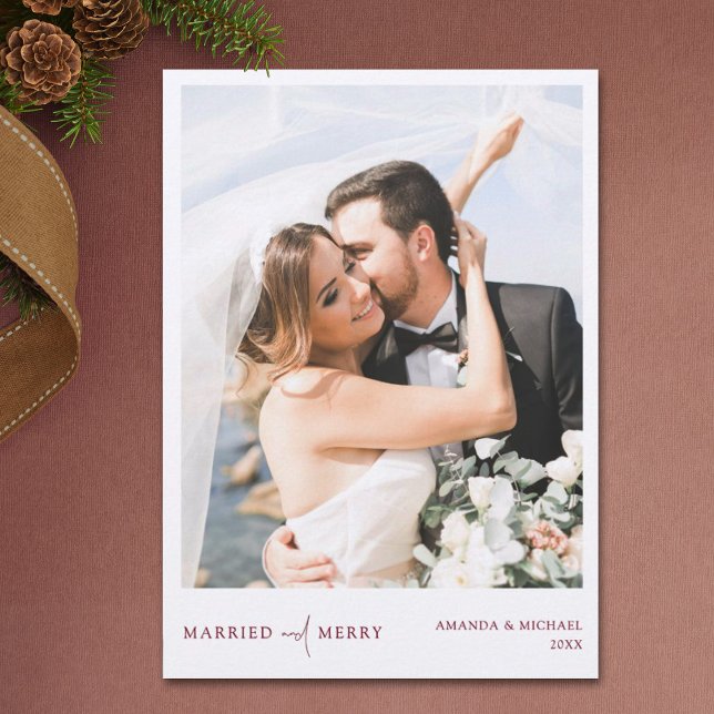 Simple Elegant Photo Newlywed Christmas Holiday Card (Creator Uploaded)