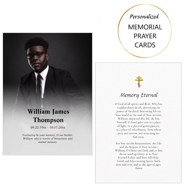 Simple, Elegant Photo Orthodox Funeral Prayer Card (Creator Uploaded)