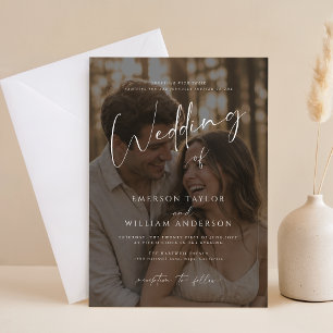 Simple Elegant Photo Overlay All in One Wedding Invitation