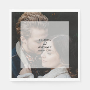 Simple Elegant Photo Overlay Script Wedding Napkin