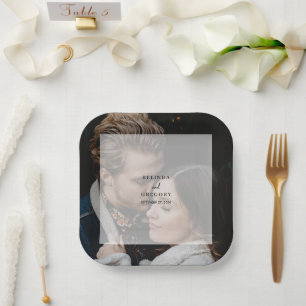 Simple Elegant Photo Overlay Script Wedding Paper Plate