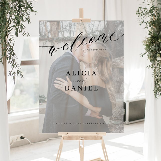 Simple elegant photo overlay wedding welcome sign (Creator Uploaded)