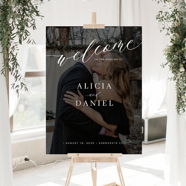 Simple elegant photo overlay wedding welcome sign (Creator Uploaded)