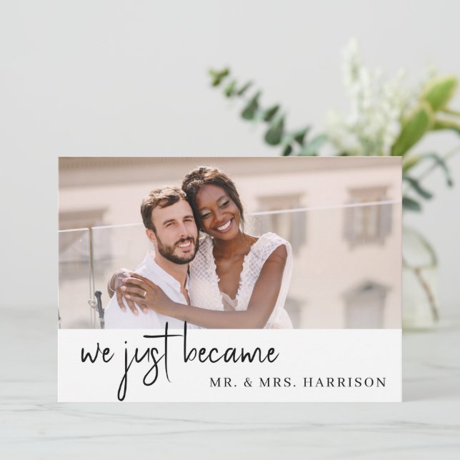 Simple Elegant Photo Reception Just Married Invitation (Standing Front)