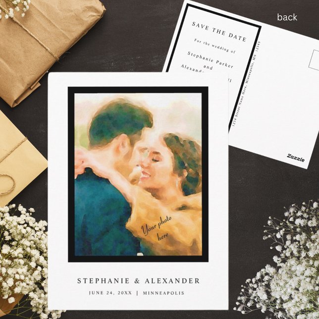 Simple Elegant Photo Save the Date Announcement Postcard (Creator Uploaded)
