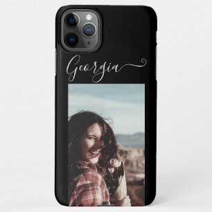 Simple Elegant Photo Template Custom Name Black iPhone 11Pro Max Case