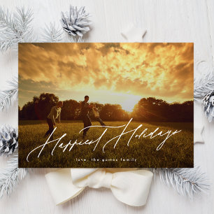 Simple Elegant Photo Typography Happiest Holiday Card