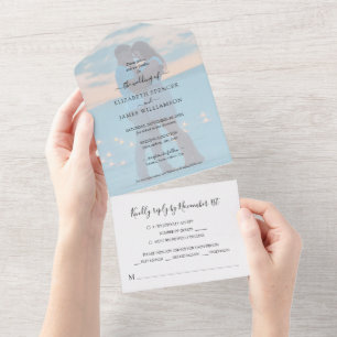 Simple Elegant Photo Wedding All In One Invitation