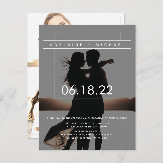 Simple Elegant Photo Wedding Invitation (Front/Back)