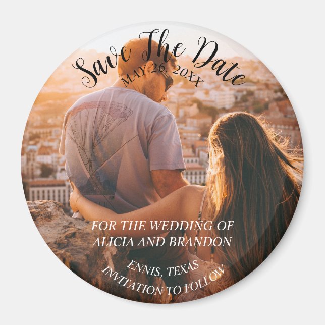 Simple Elegant Photo Wedding Modern Rustic Magnet (Front)