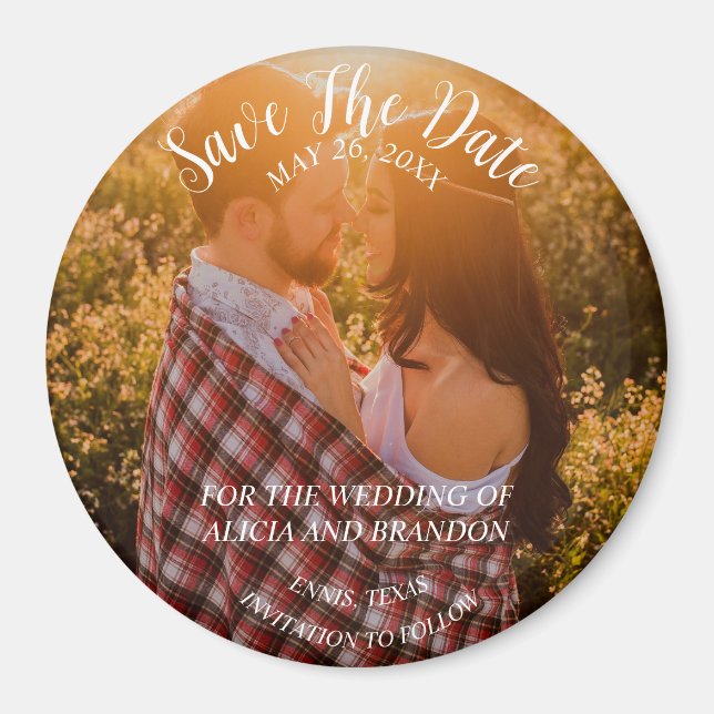 Simple Elegant Photo Wedding Modern Rustic Magnet (Front)