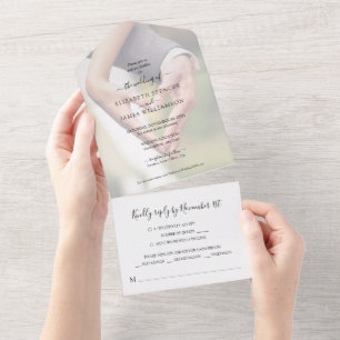 Simple Elegant Photo Wedding RSVP All In One Invitation