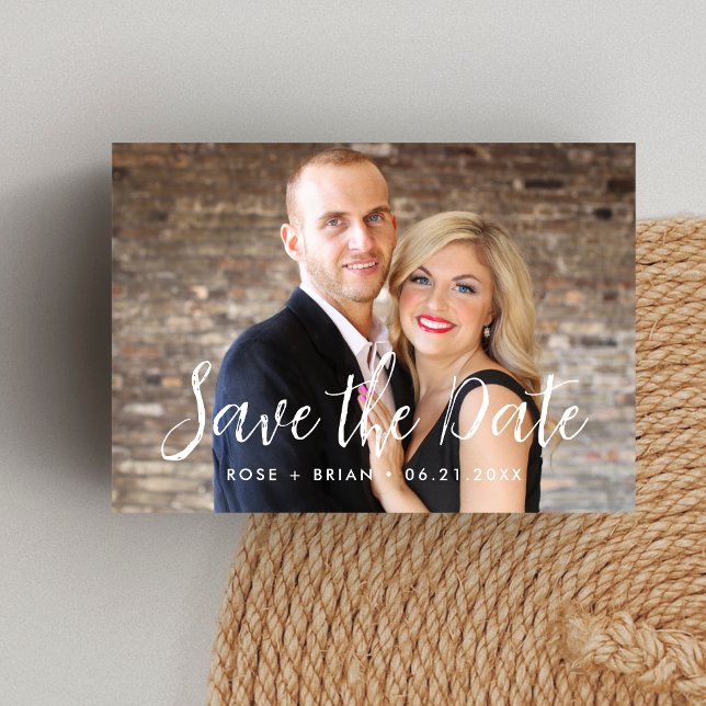 Simple Elegant Photo Wedding Save Date Invitation (Simple elegant photo save the date invitation shares your love story with timeless charm.)