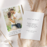 Simple Elegant Photo | Wedding Save The Date<br><div class="desc">A simple elegant save the date wedding announcement. This save the date card features elegant text with a photo. The photo is for placement purposes only and can be replaced with any photo of your choice. All text on the front and back of the card can be customised. The perfect...</div>