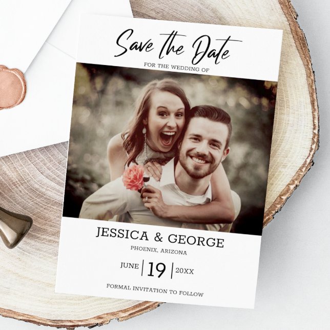 Simple Elegant Photo Wedding Save the Date Invitation (Capture elegance with our stylish Save the Date, setting the tone for your unforgettable day!)
