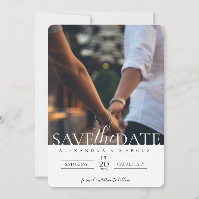 Simple Elegant Photo Wedding Save The Date Invitation (Front)