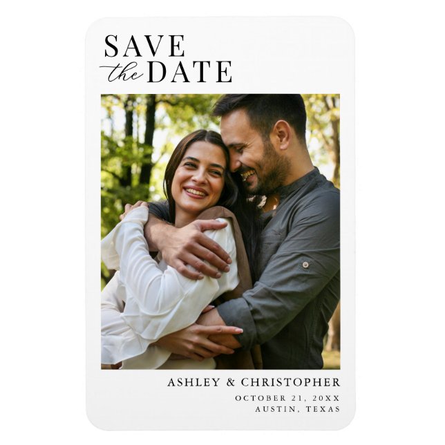 Simple Elegant Photo Wedding Save the Date Magnet (Vertical)