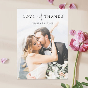 Simple Elegant Photo Wedding Thank You Card