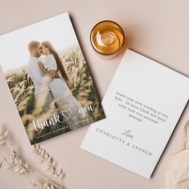 Simple Elegant Photo Wedding Thank You Card (Creator Uploaded)