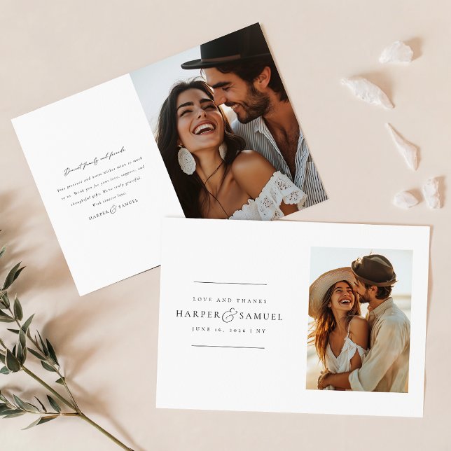 Simple Elegant Photo Wedding Thank You Card W Note (Creator Uploaded)