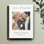 Simple Elegant Photo Wedding Thank You Magnet<br><div class="desc">This simply chic custom photo wedding thank you magnet card template features an elegant, minimalist, modern design. It features your favourite photo, first names and a 'LOVE and THANKS' message conveyed with a striking blend of two distinct fonts, with 'and' in a light, flowing script between the rest of the...</div>