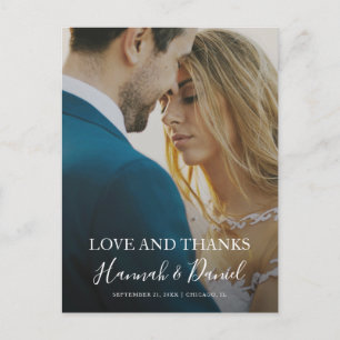 Simple Elegant Photo Wedding Thank You Postcard