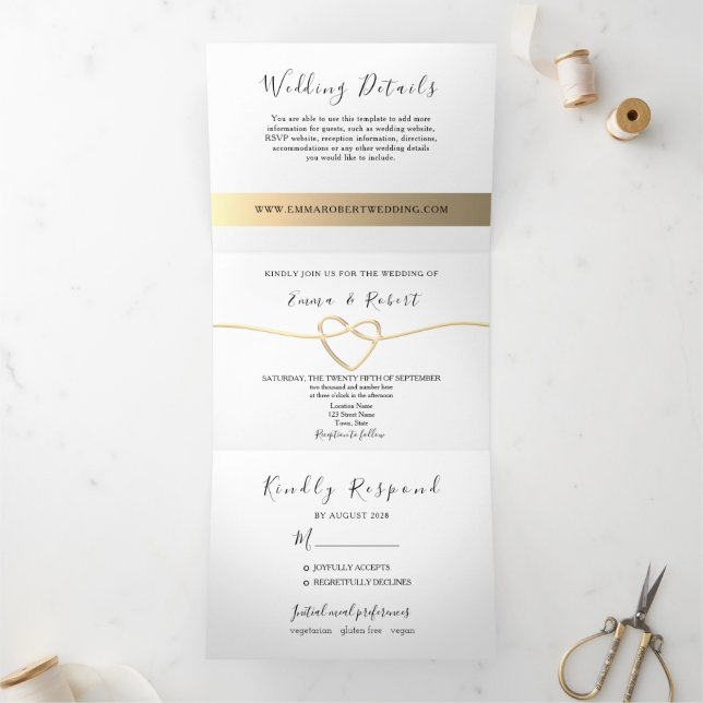 Simple Elegant Photo Wedding Tri-Fold Invitation (Inside)
