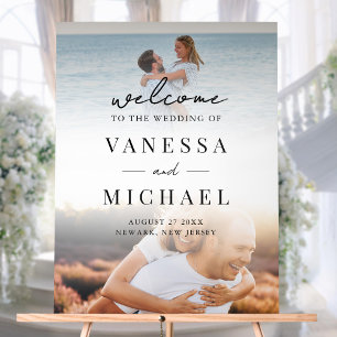 Simple Elegant Photo Wedding Welcome Acrylic Sign
