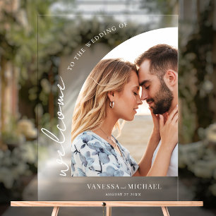 Simple Elegant Photo Wedding Welcome Acrylic Sign