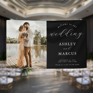 Simple Elegant Photo Wedding Welcome Banner