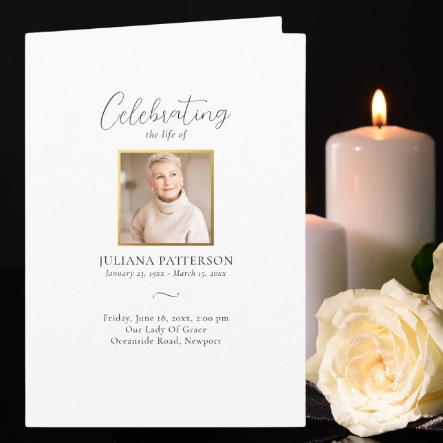 Simple Elegant Photos Celebration of Life Funeral Programme (Creator Uploaded)