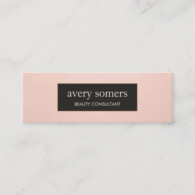Simple Elegant Pink and Black Beauty Makeup Artist Mini Business Card (Front)