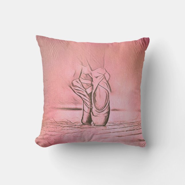 Simple Elegant Pink Ballet Shoes on Pointe Cushion (Front)