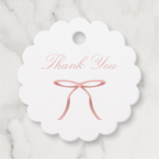 Simple Elegant Pink Bow Baby Shower Favour Tags