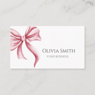 Simple Elegant Pink Bow Business Card