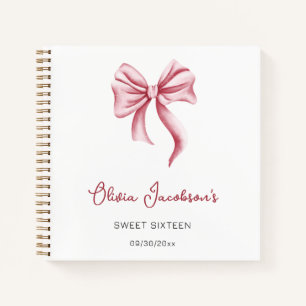 Simple Elegant Pink Bow Sweet Sixteen Guest Book
