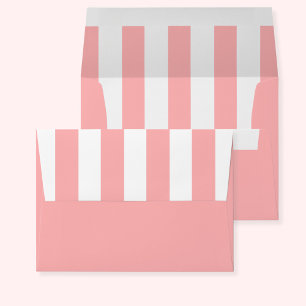 Simple Elegant Pink Cabana Stripe Flap and Inside Envelope