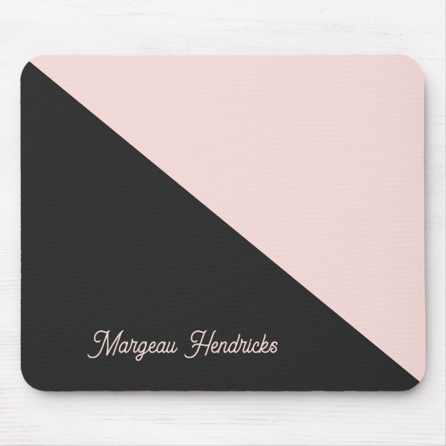 Simple Elegant Pink & Charcoal Grey Personalised Mouse Pad (Front)