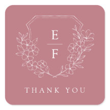 Simple Elegant Pink Cherry Blossom Monogram Crest