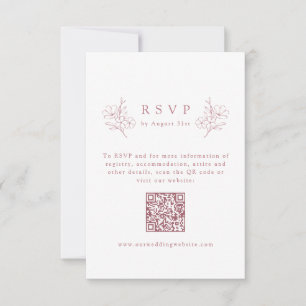 Simple Elegant Pink Cherry Blossom QR Code Wedding RSVP Card