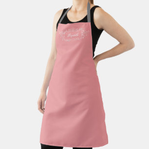 Simple Elegant Pink Girly Cooking Baking Monogram Apron