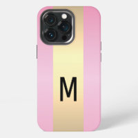 Simple Elegant Pink Gold Metallic monogrammed