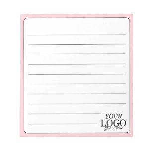 Simple Elegant Pink Logo Lined Business Notepad