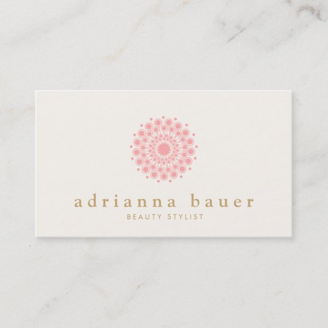 Simple Elegant Pink Mandala Business Card (Front)