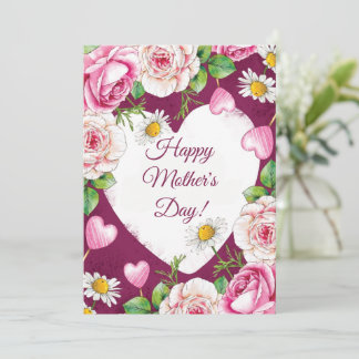 Simple Elegant Pink Nature Mother's Day  Holiday Card