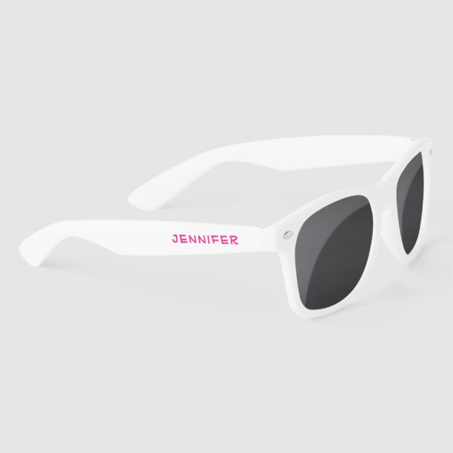 Simple Elegant Pink Personalised Name Custom Sunglasses (Right)